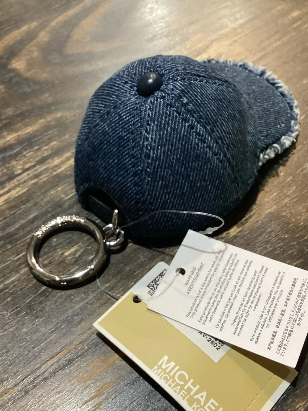 Michael Kors Washed Denim Baseball Cap Keyring Bag Charm